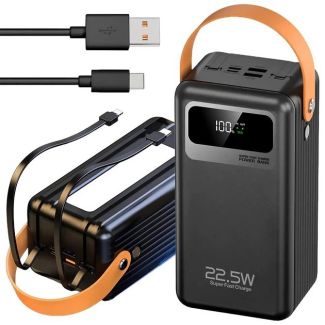 Павербанк WUW TUGII Y106 60000 mAh зі швидкою зарядкою 22.5W та ліхтариком (Чорний)