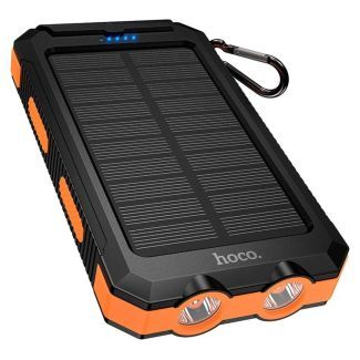 Павербанк HOCO J164 Platinum Solar 8000 mAh із сонячною панеллю, ліхтариком та захистом IP65 (Чорно-помаранчевий)