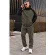 Теплий чоловічий костюм колір хакі з чорними рукавами Polar Fleece