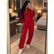 Жіночий теплий костюм червоного кольору модель 10080021 фліс Polar Fleece спортивні штани та кофта на блискавці