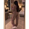 Теплий спортивний костюм двійка кольору мокко на флісі Polar Fleece кофта з капюшоном та штани вигляд ззаду