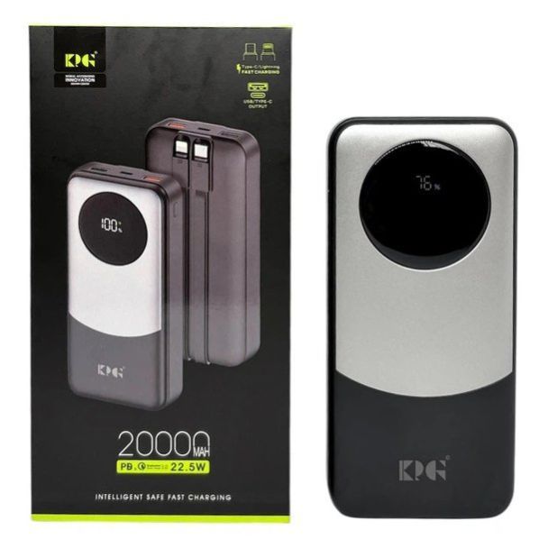 Павербанк King Power KPG-202X 20000 mAh із вбудованими кабелями чорний - упаковка