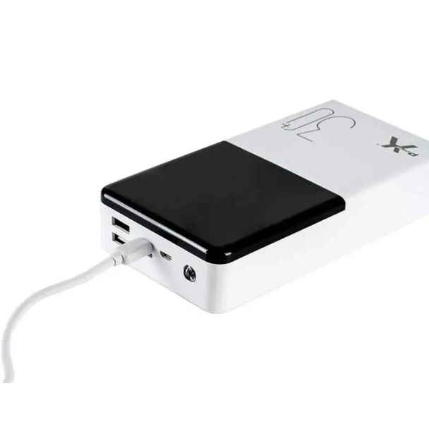 Павербанк PowerX Q500 білого кольору 30000 mAh з LCD дисплеєм